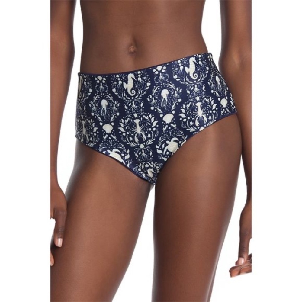 SAHA Epoque Bikini Bottoms‎ Deep Ocean Blue High-Waisted Bikini Bottoms – Size S